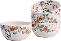 Vista 11 de Bico Blooming Moment - Juego de 4 cuencos de cerámica de 26 onzas de profundidad para cereales, ensaladas, fideos, cocina, microondas