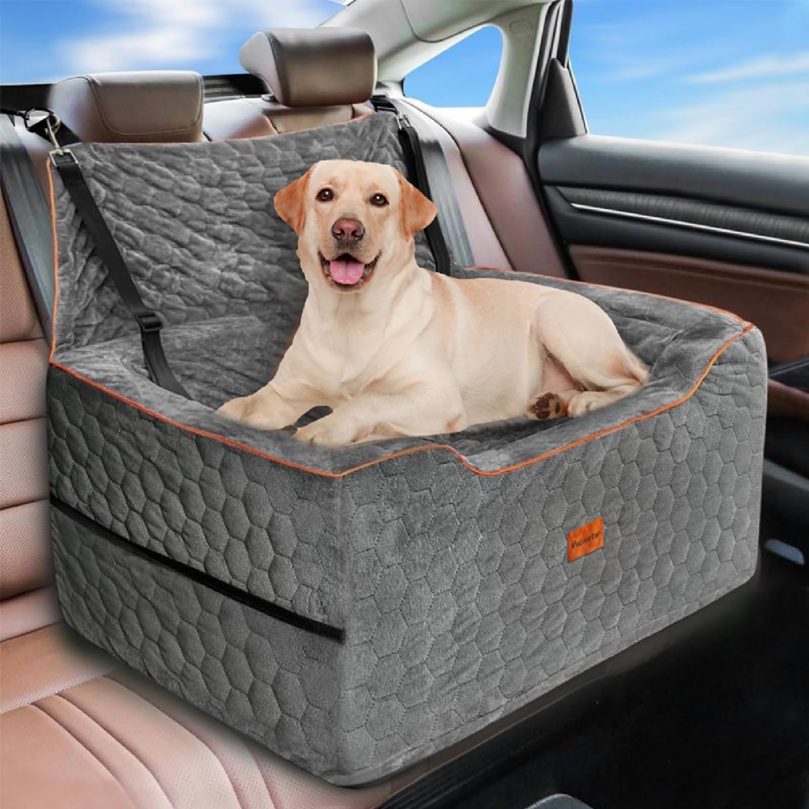 Dog Car Seat Medium Sized Dog Under 60 Lbs, Large dogBed for Car Back Seat, Booster Seat for 2 Small Dogs,PortableDog Travel Accessories