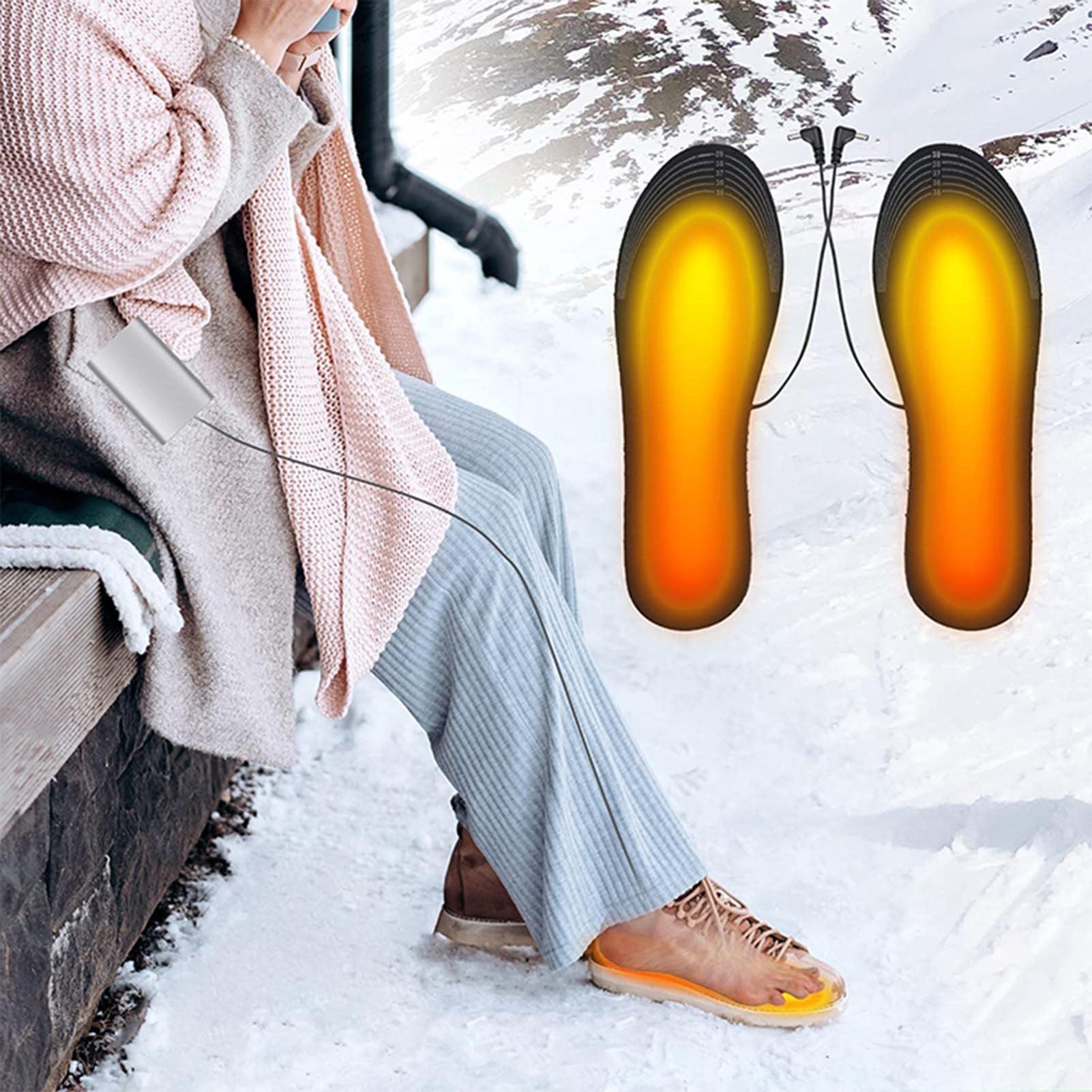 Semelles chauffantes USB - Semelles chauffantes électriques - Semelles Thermiques - Chaussettes chauffantes pour Chaussures de Ski d'hiver, Marche
