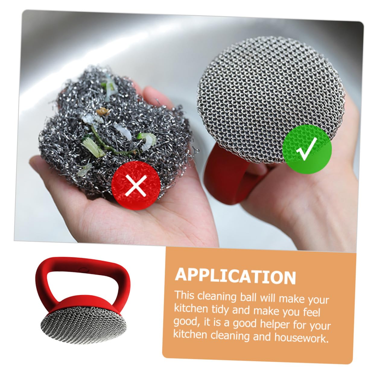 VALICLUD Cepillo de Acero Inoxidable con Anillos Soldados Diseño Ergonómico Reutilizable para Limpieza de Sartenes y Platos para Limpieza de Cocina y Hogar
