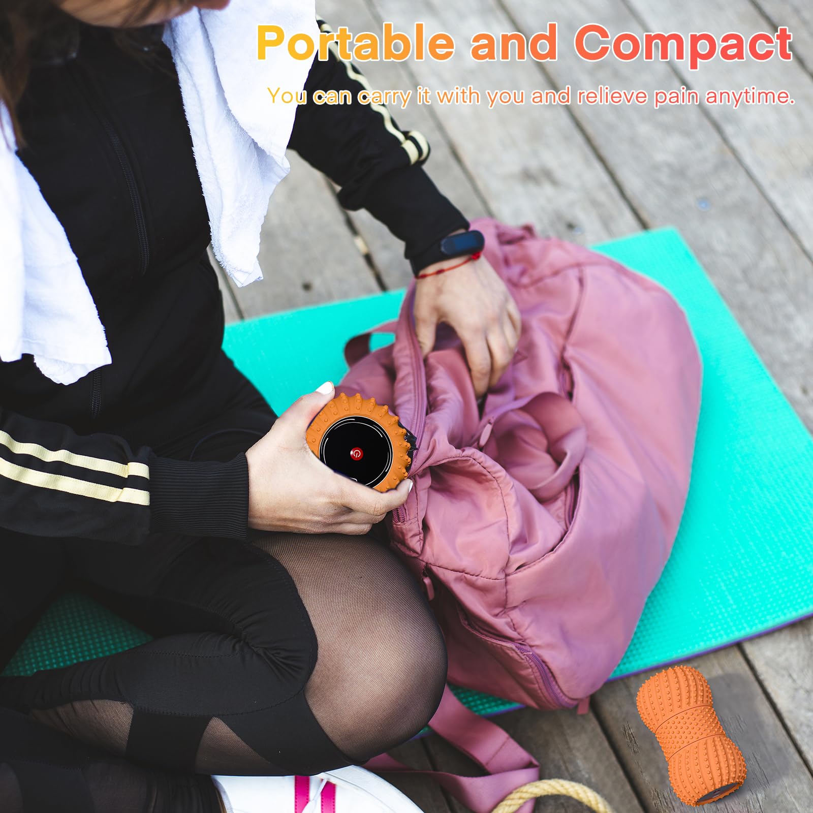 Bola de masaje vibratoria 2 en 1 con 6 modos de masaje y altavoz Bluetooth, bola de masaje vibratoria recargable para recuperación muscular, naranja