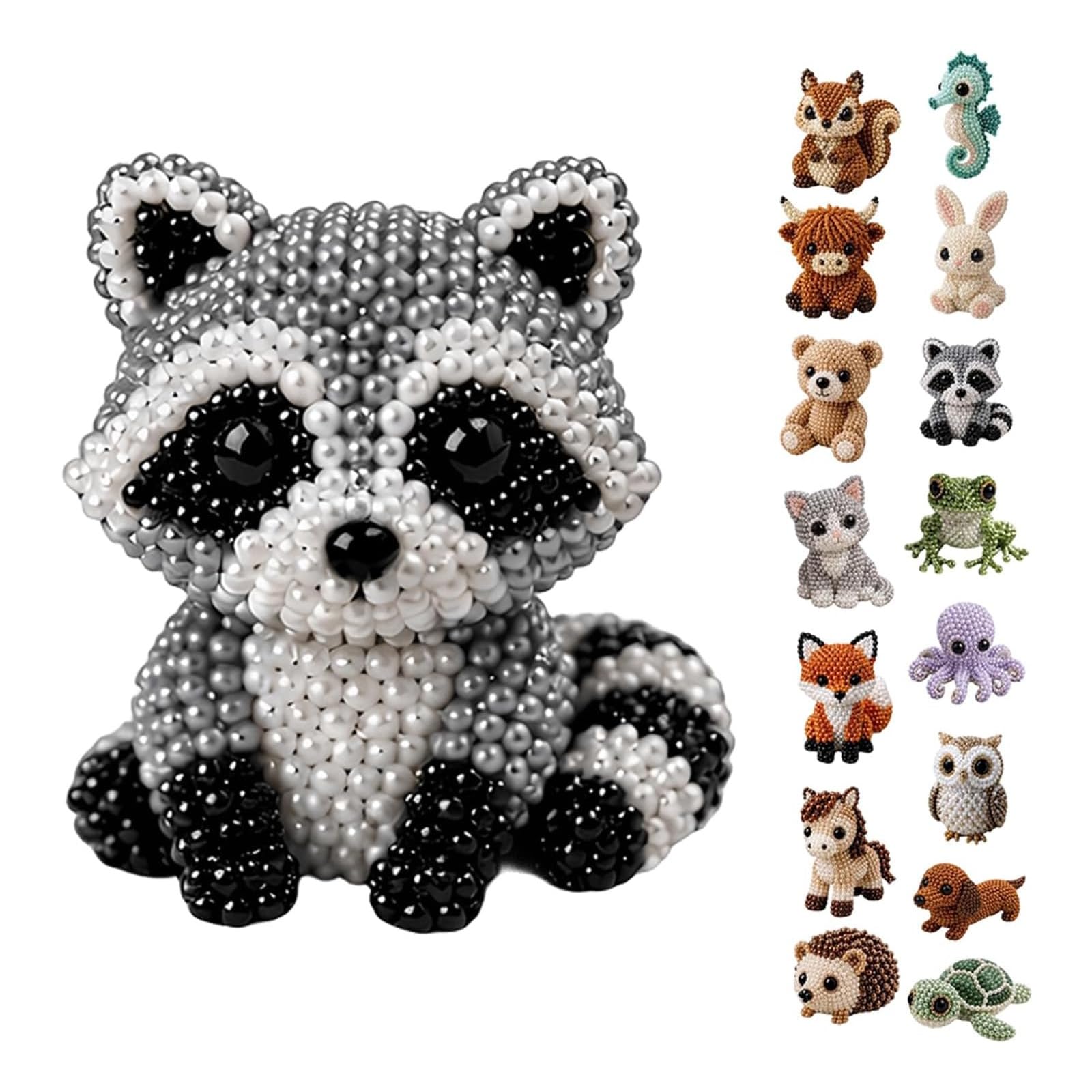 DIY Animal Beading Kit, Tiny 3D Beaded Animal DIY Set, with Colorful Beads and Instructions, Bead Embroidery Kits, Creative Arts & Crafts Gift for Adults & Beginners (#B)
