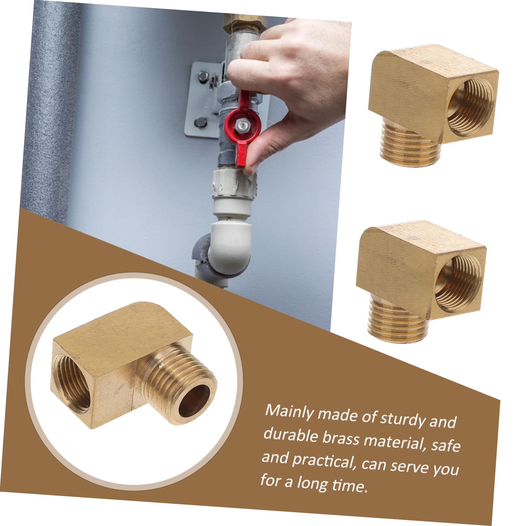 SWOOMEY 4Pcs Brass Elbow Connector Durable Thread Connectors for Oil Gas Pipeline Connection Easy Installation High Pressure Fittings Design