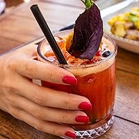 Vista 5 de 100 unidades de pajitas cortas biodegradables para cóctel en negro - 13 cm pajitas compostables desechables de PLA a base de plantas para bar