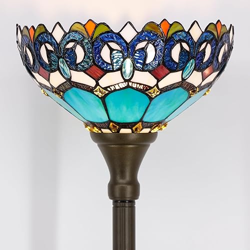 Miniatura 4 de Tiffany - Lámpara de pie estilo mariposa con diseño de flores, antorcha de esquina de pie, 12 pulgadas de profundidad x 12 pulgadas de ancho x 67