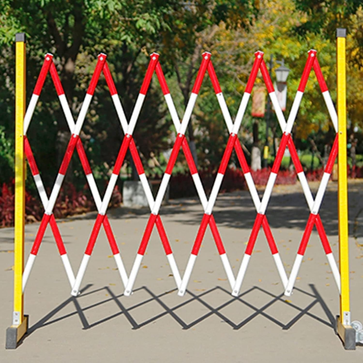 Aioneer Expandable Barricade Mobile Barricades, Traffic Barriers Folding Fence Guards With Wheels To Separate Crowds And Cordon Off Areas For Playground Park Hotel Crowd Control-Yellow-1.2 * 7m