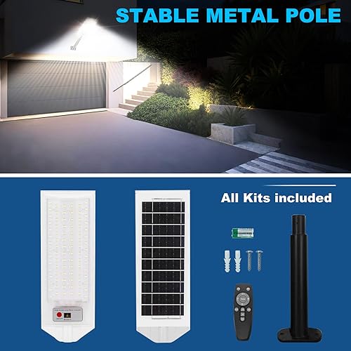 Miniatura 5 de Luz solar de calle, paquete de 2, luz solar impermeable para exteriores con sensor de movimiento, luz de inundación con control remoto del atardecer