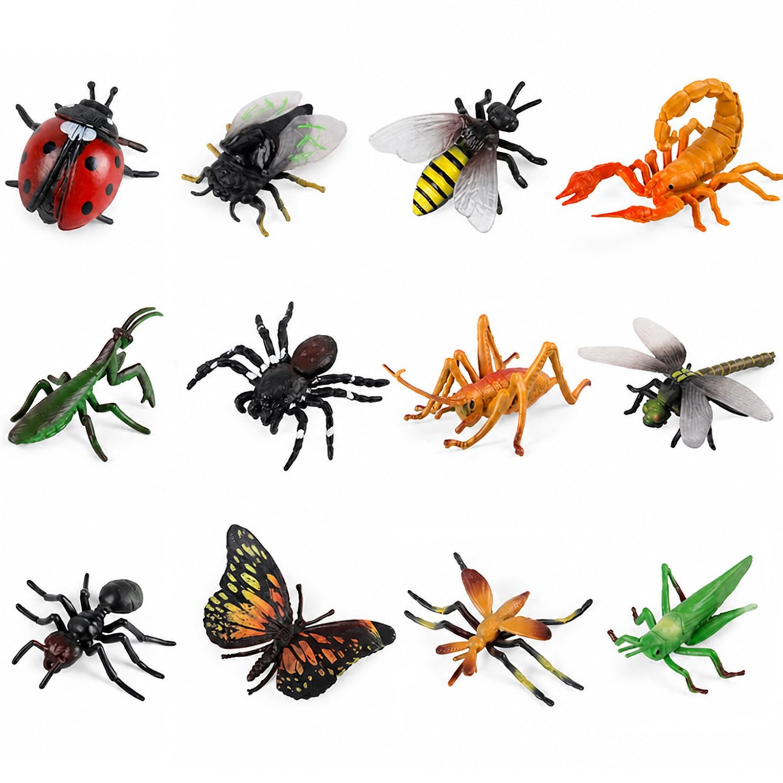12Pcs Large Realistic Insects and Bugs for Kids Plastic Bugs Figurines Set