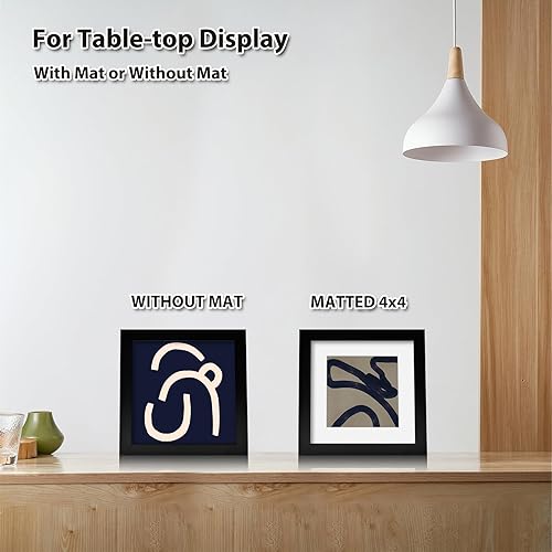 Vista 114 de KINLINK Juego de 4 portarretratos de 12 x 12 pulgadas, cuadrados de madera mate de 8 x 8 pulgadas con plexiglás para 8 x 8 pulgadas con paspartú