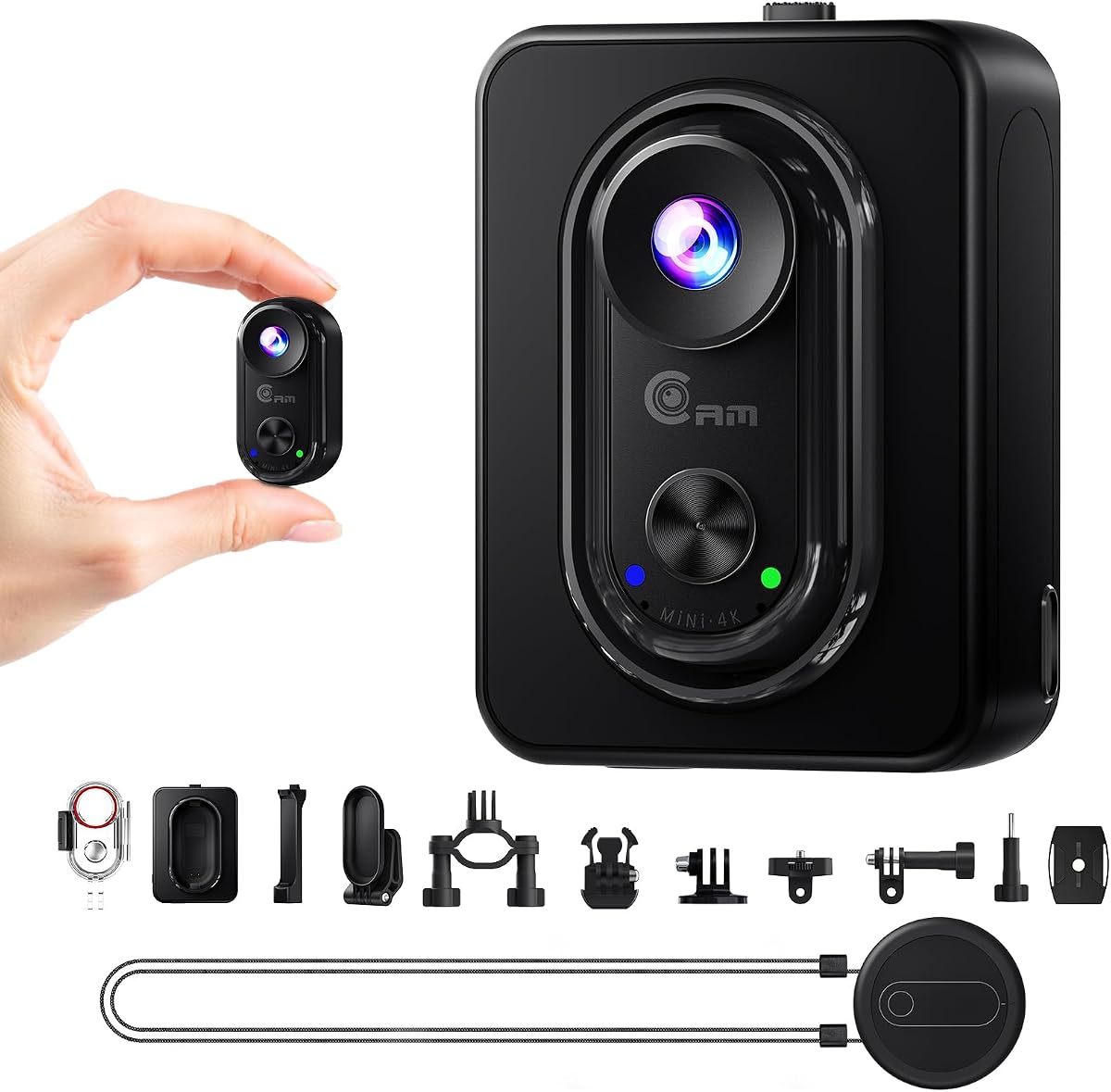 4K Mini Action Cam – Magnetic BodyCam with WiFi, Thumb-Size Wearable POV Camera, 6-Axis Stabilization, Expandable Battery, Hands-Free Recording Vlog Camera for Motorbike/Travel/Pets/Helmet