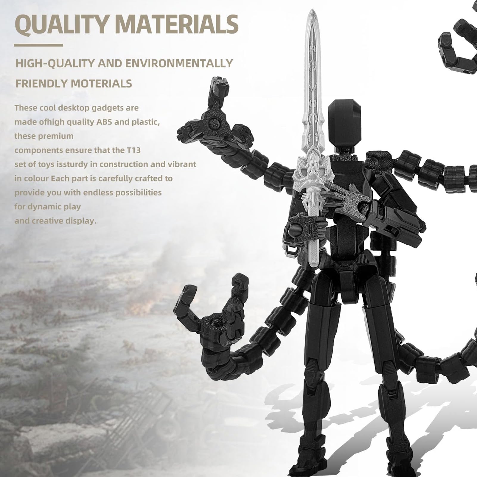 3D Printed Mannequin Toys, Action Figure Already Assembly, Multis-Jointed Movable Model With 3 Hand Types And 7 Tool Options - Image 2