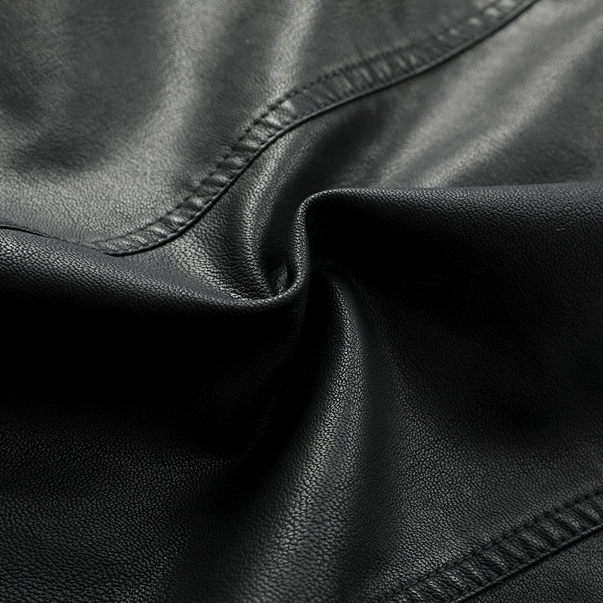 Sliktaa Hommes Blouson en Similicuir Écologique d'hiver avec Un Col Montant Haut de Transition Matelassee Moto Pilote Zippé Fermeture Eclair Casual Veste en Cuir Cool Classique