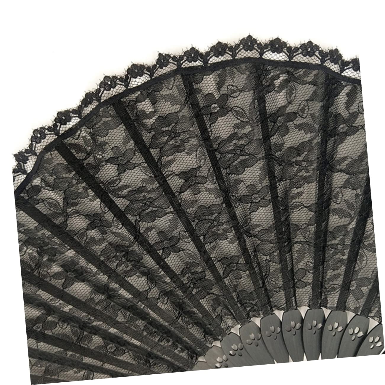 6stücke Handgemachte Spitzen-fächer Design Retro Faltventilatoren Für Damen Und Mädchen Elegante Party- Für Hochzeiten Und Tanzveranstaltungen Schwarz Mit Spitze
