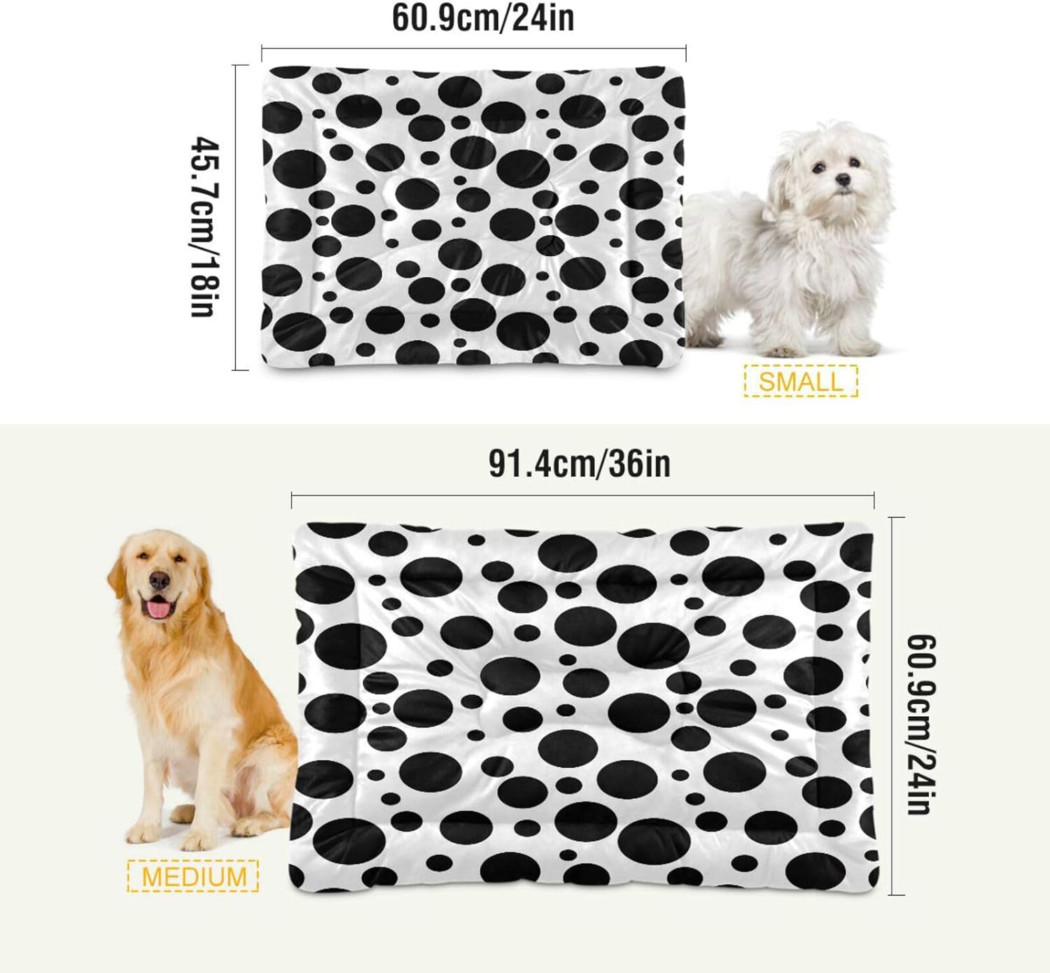 review Polka Dot Crate Pet Bed, Portable Washable Dog Cat Mat, Soft Comfortable Pet Mattress with Non-Slip Bottom for Dogs Cats Sleeping, 24 x 18 Inch
