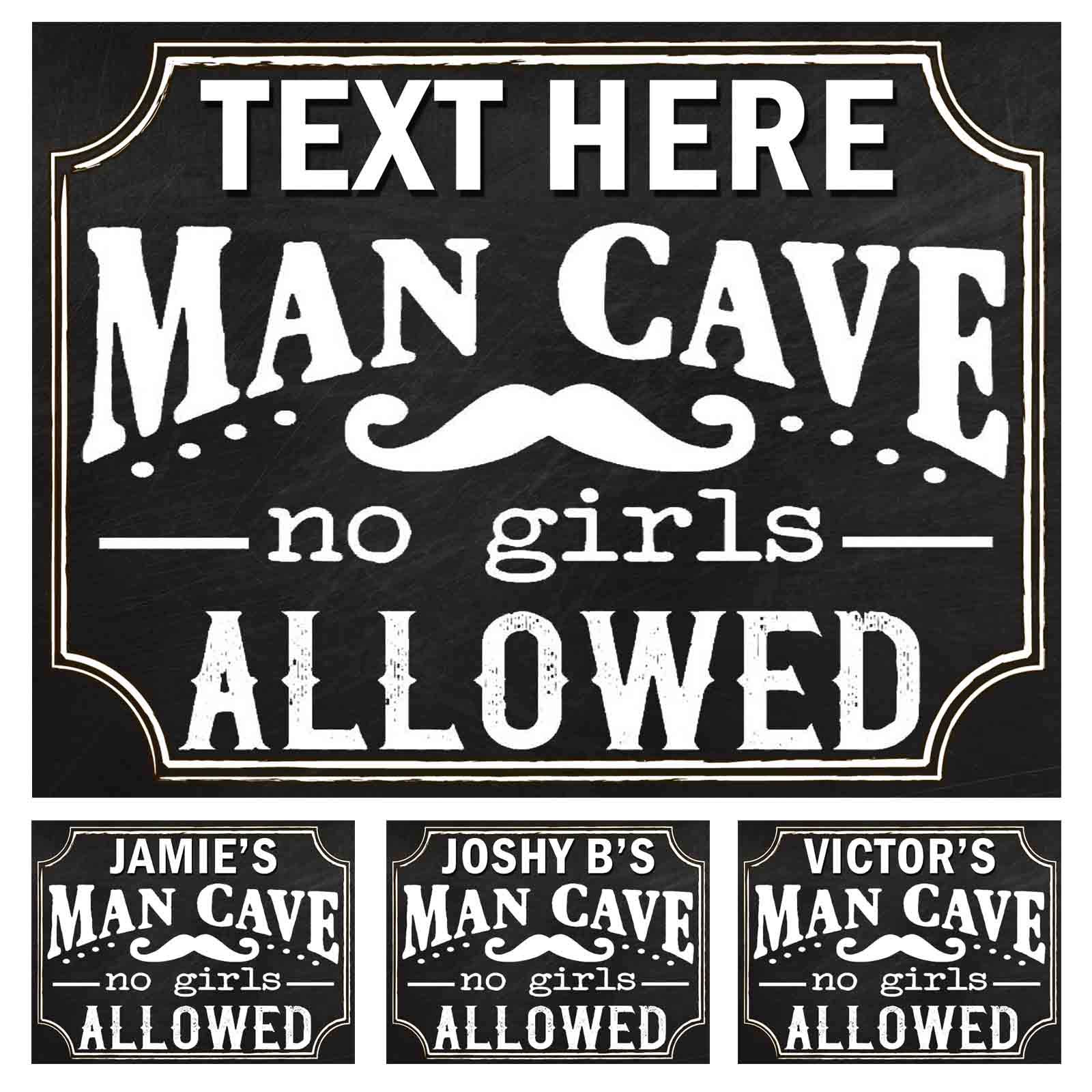 PERSONALISED MAN CAVE RETRO METAL TIN SIGN THEME NO GIRLS ALLOWED FUNNY (186PER)