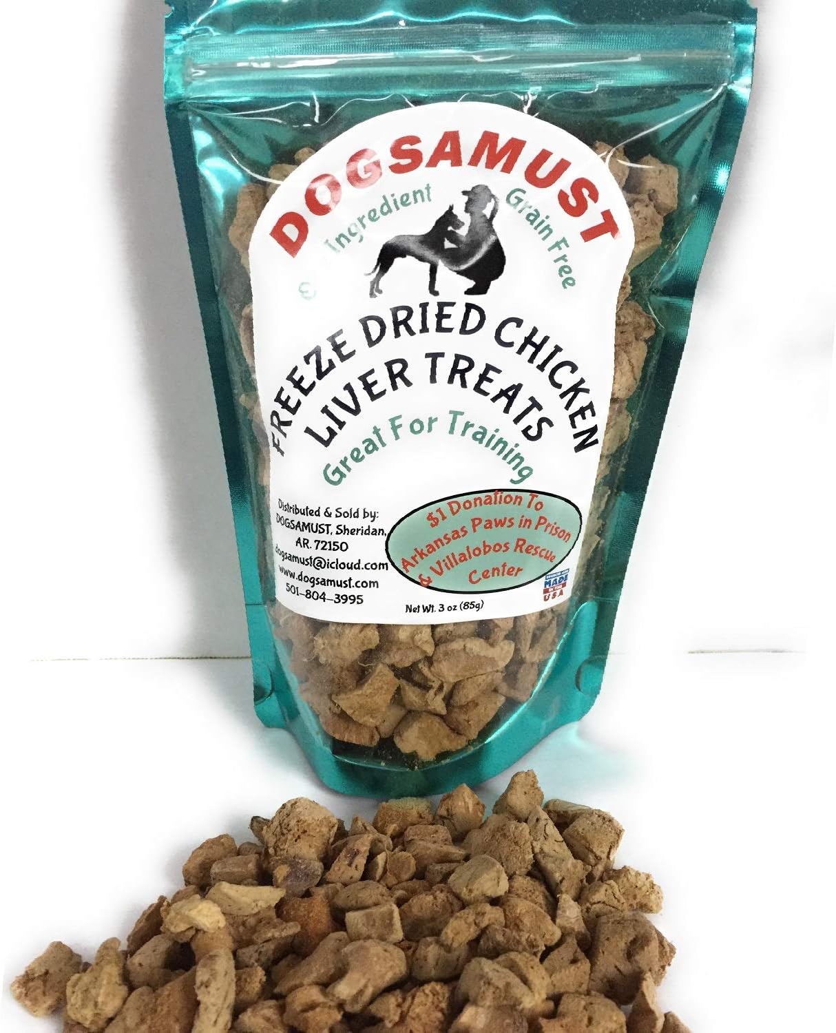 DOGSAMUST Freeze Dried Chicken Liver Treats 3oz. One