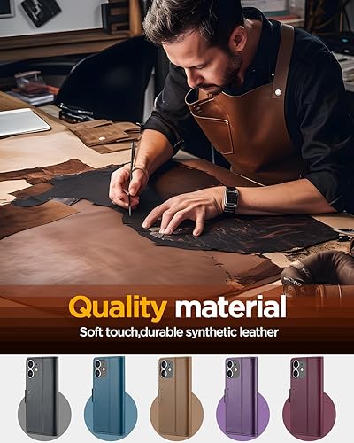 Miniatura 6 de AICase Funda tipo cartera para iPhone 11 con bloqueo RFID de cuero con cierre magnético fuerte, funda protectora con soporte para tarjetas de