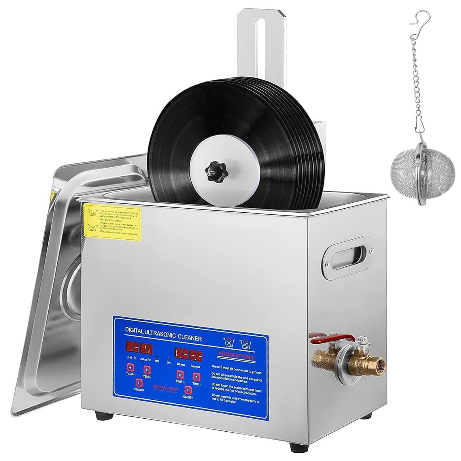 Máquina de limpieza de discos de vinilo comercial, limpieza de doble cara giratoria automática con temporizador, limpia 6 discos simultáneamente