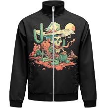 Graphic Jacket for Men Spring Fall Bomber Jacket Casual Fashion Collared Long Sleeve Novelty Streetwear with Pocket