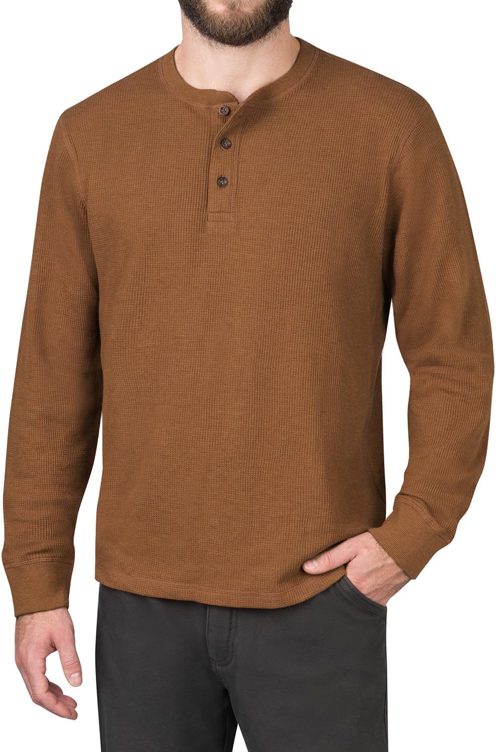 The American Outdoorsman Long-Sleeve Waffle Henley Shirts for Men