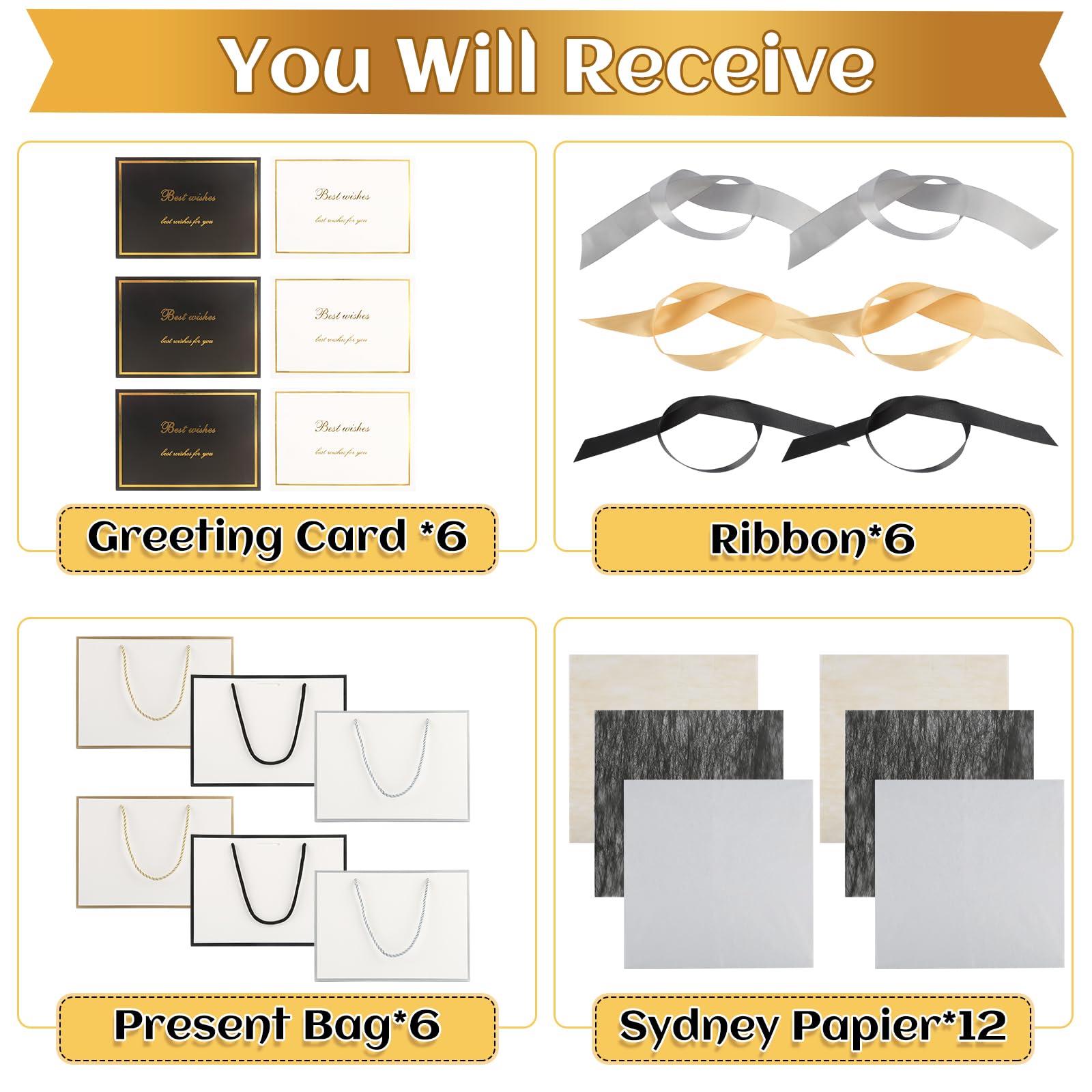 Lot De 2 Sacs Cadeaux Avec Anses + Accessoires - Papier De Soie, Cartes, Enveloppes - Pour Anniversaire, Mariage, Fêtes