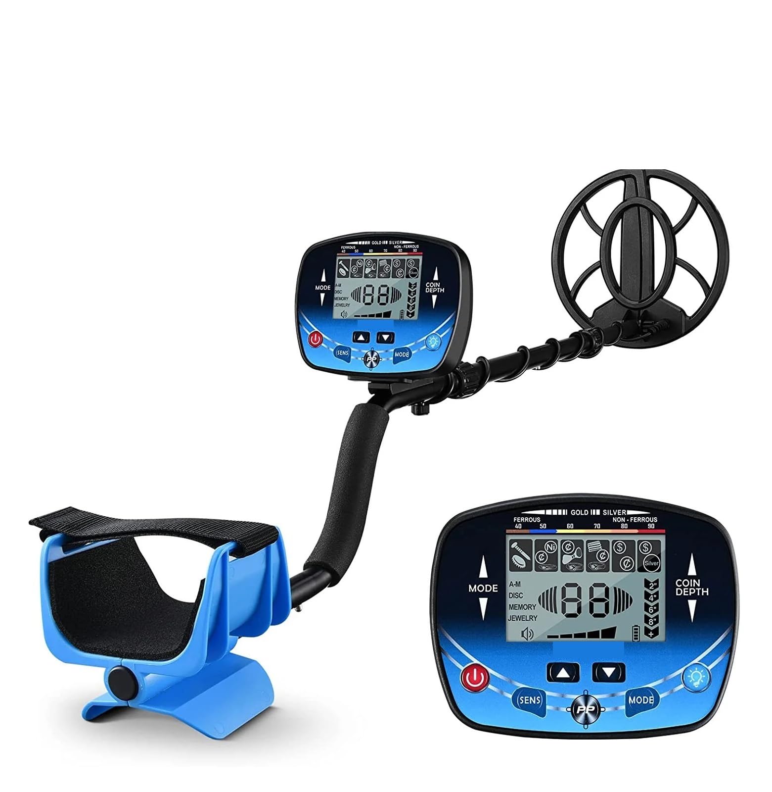 JKJZSALJ Adjustable Metal Detector Underground Gold Finder LCD Handheld Gold Digger High Accuracy