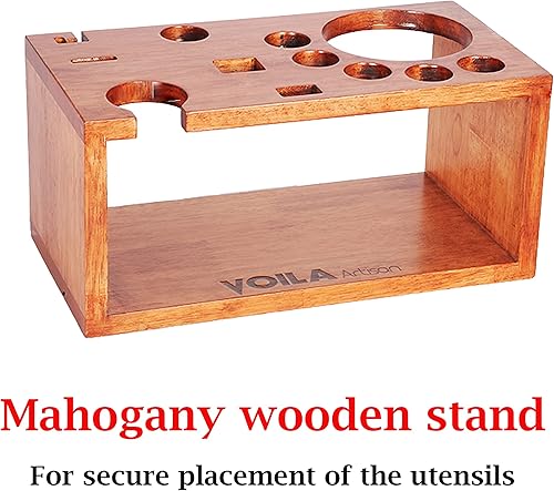 Miniatura 7 de Voila Artisan Juego de coctelera de alta calidad de 20 piezas con elegante soporte de madera de caoba, dorado