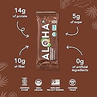 Vista 53 de ALOHA Barras de proteína orgánicas a base de plantas, expreso de chocolate (85 mg de cafeína), 12 barras, veganas, bajas en azúcar, sin gluten