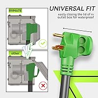 Vista 5 de RVMATE Cable de extensión de alimentación RV de 30 amperios y 15 pies con mango de fácil enchufe, TT-30P a TT-30R, indicador LED, 10 AWG
