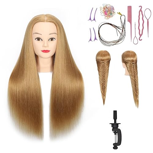 Miniatura 2 de Maniquí de cabello 100% real, de 18 pulgadas, cabeza de entrenamiento, maniquí de cosmetología, para peluquería, práctica, trenzar el cabello