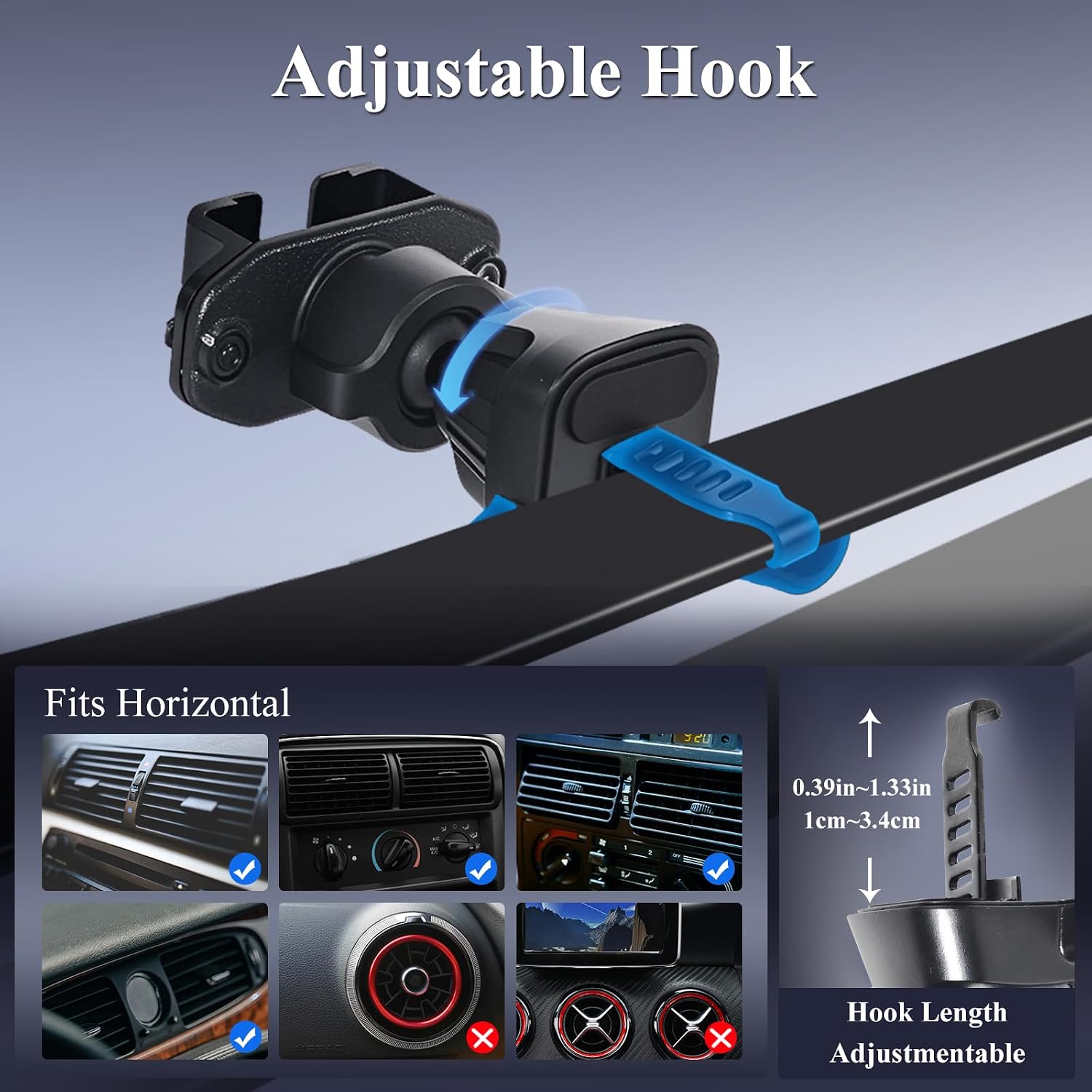 Air Vent Walkie Talkie Holder Speaker Microphone Mount CB Radio Mic Hanger for Motorola Midland BaoFeng Icom Handheld 2-way Radios