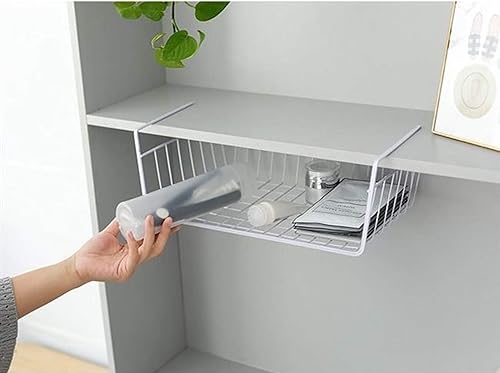 Miniatura 4 de PENGKE Cesta debajo del estante, paquete de 4 estantes de alambre, se desliza debajo de los estantes para almacenamiento, ahorro de espacio para