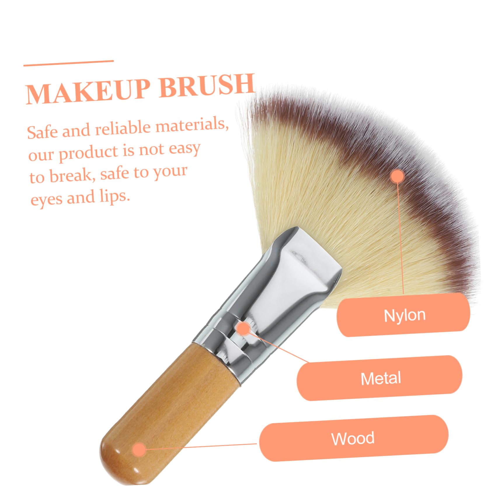 FOMIYES 2-piece Fan Makeup Brush Powder Setting Brush Soft Bristles Face Highlighting for Women Ladies