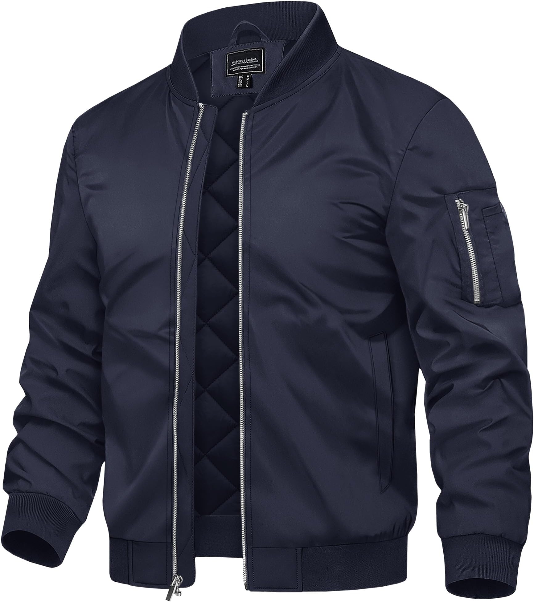 Men's Bomber Jackets Thermal Quilted Jacket Water Resistant Warm Winter Coats
