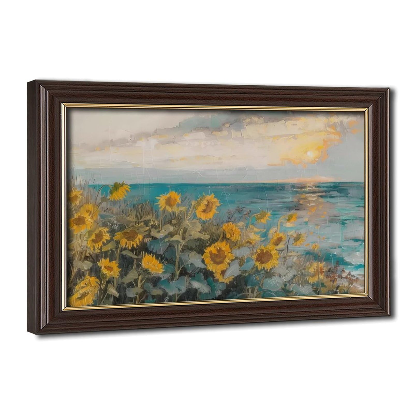 Bareronor Vintage Sunflower Field Canvas Poster for Office Decor Gift