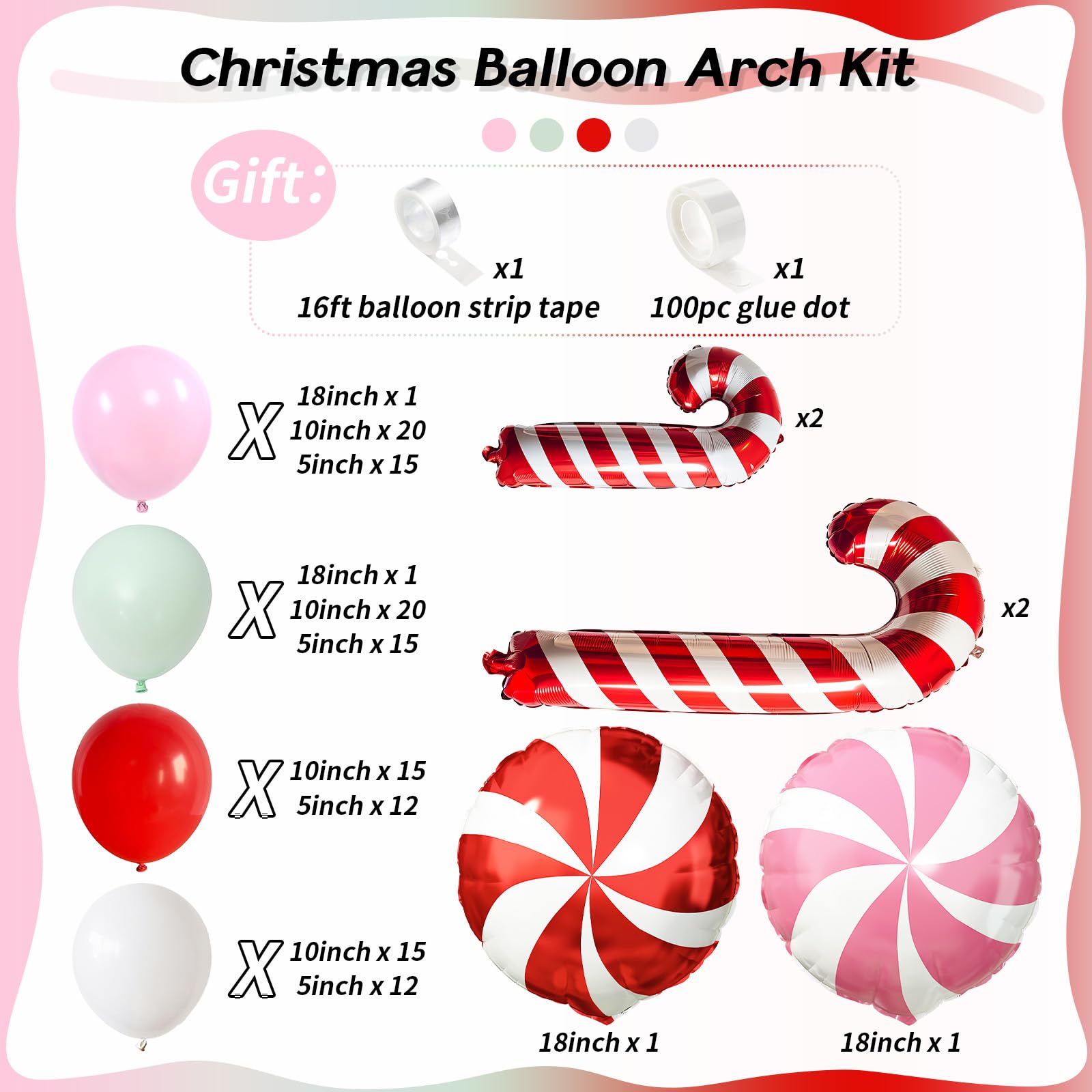 134Pcs Pastel Merry Christmas Balloon Arch Garland Kit - Image 2