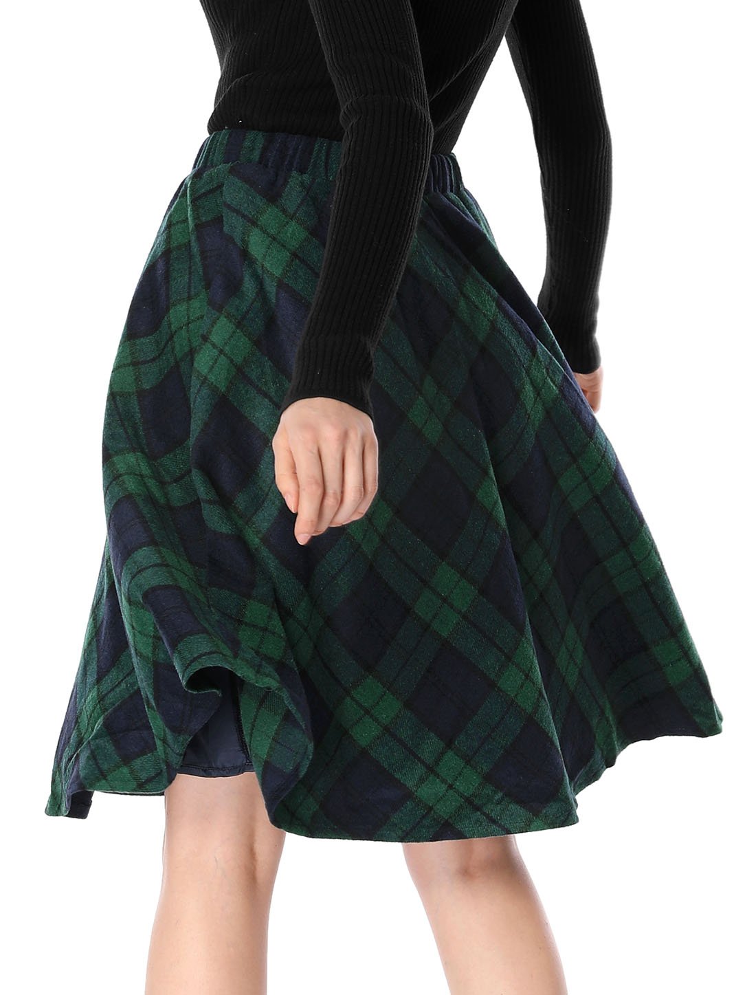 Allegra K Tartan Plaid High Waist Midi Skirt A-Ligne Femme (Lot de 1)
