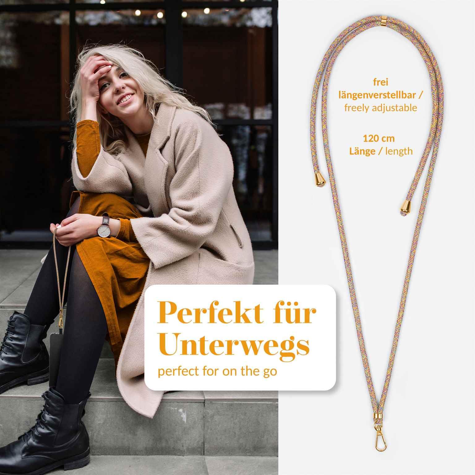 Moex Mobile Phone Chain For Huawei P30, Removable Case With Strap, Mobile Phone Case With Chain For Hanging, Mobile Phone Strap, Cord Neck Case, Necklace Mobile Phone Neck Strap, Black