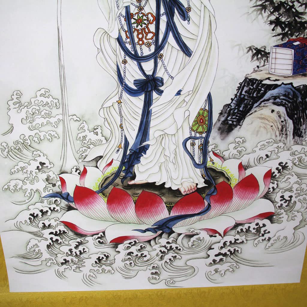 Amazon｜掛け軸／掛軸 観音菩薩 観音像掛け軸 観音 絵心の材質:画用紙