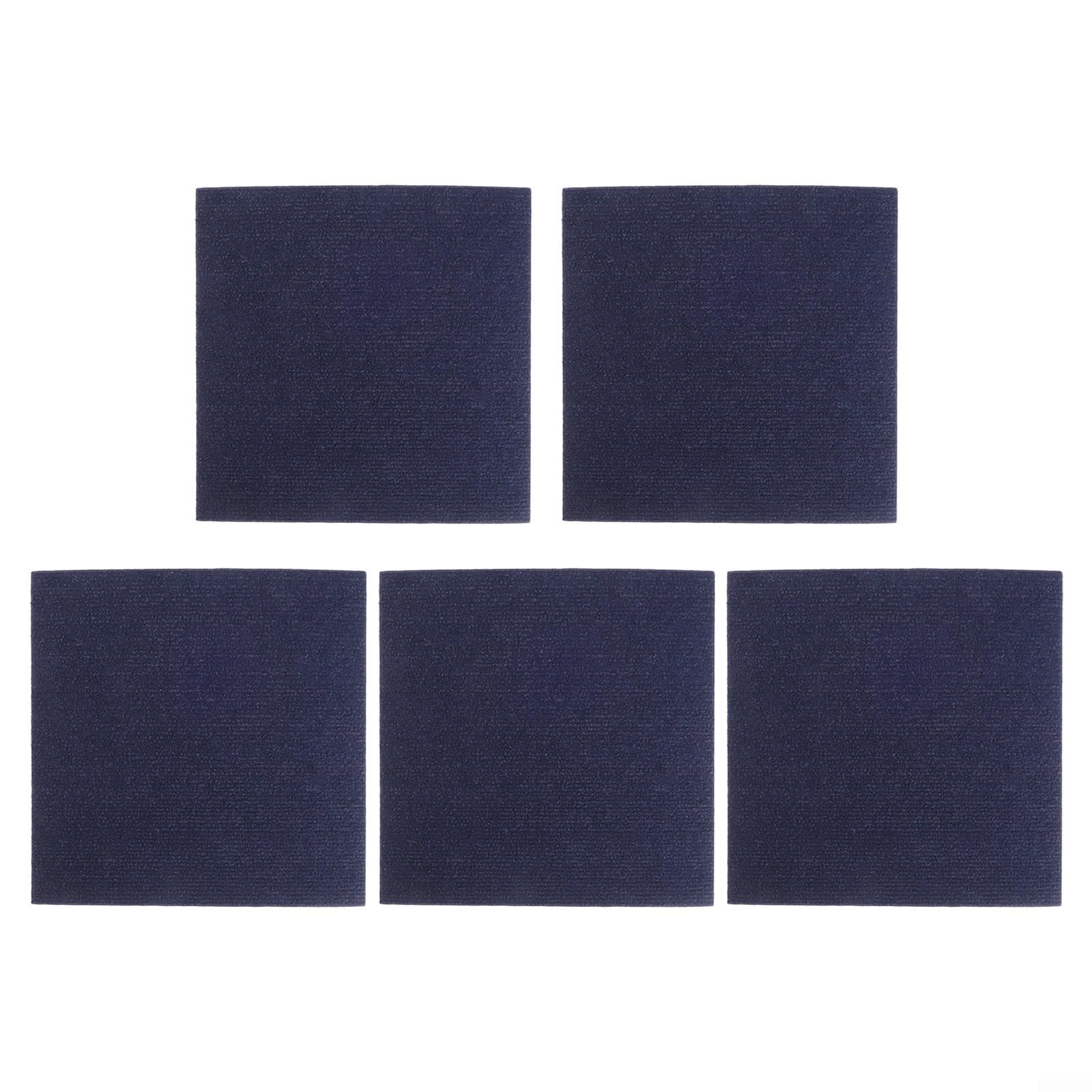 Set of 5 Carpet Tiles, 30 x 30 cm, Made of Polyester Fibre, Non-Slip and Sound Insulating, Self-Adhesive for Office, Living Room and Hallway, Washable, Grey (Dark Grey)