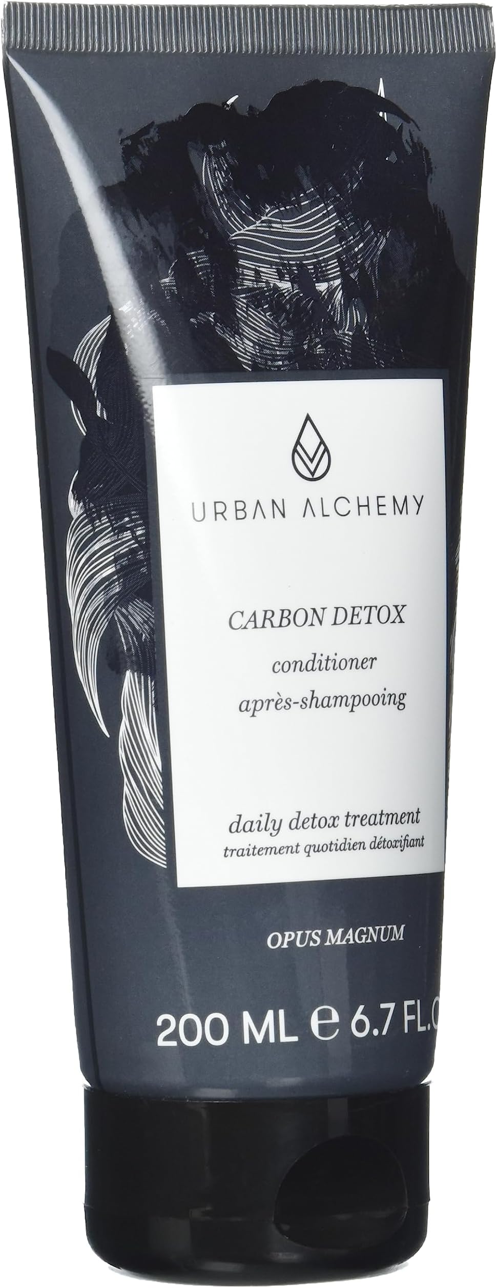 Urban Alchemy Carbon Detox Conditioner Dry Hair in Hairdressing Quality - Conditioner Moisturises (with Activated Carbon and Peppermint Oil) - Silky Soft Hair and Lasting Freshness - 200ml
