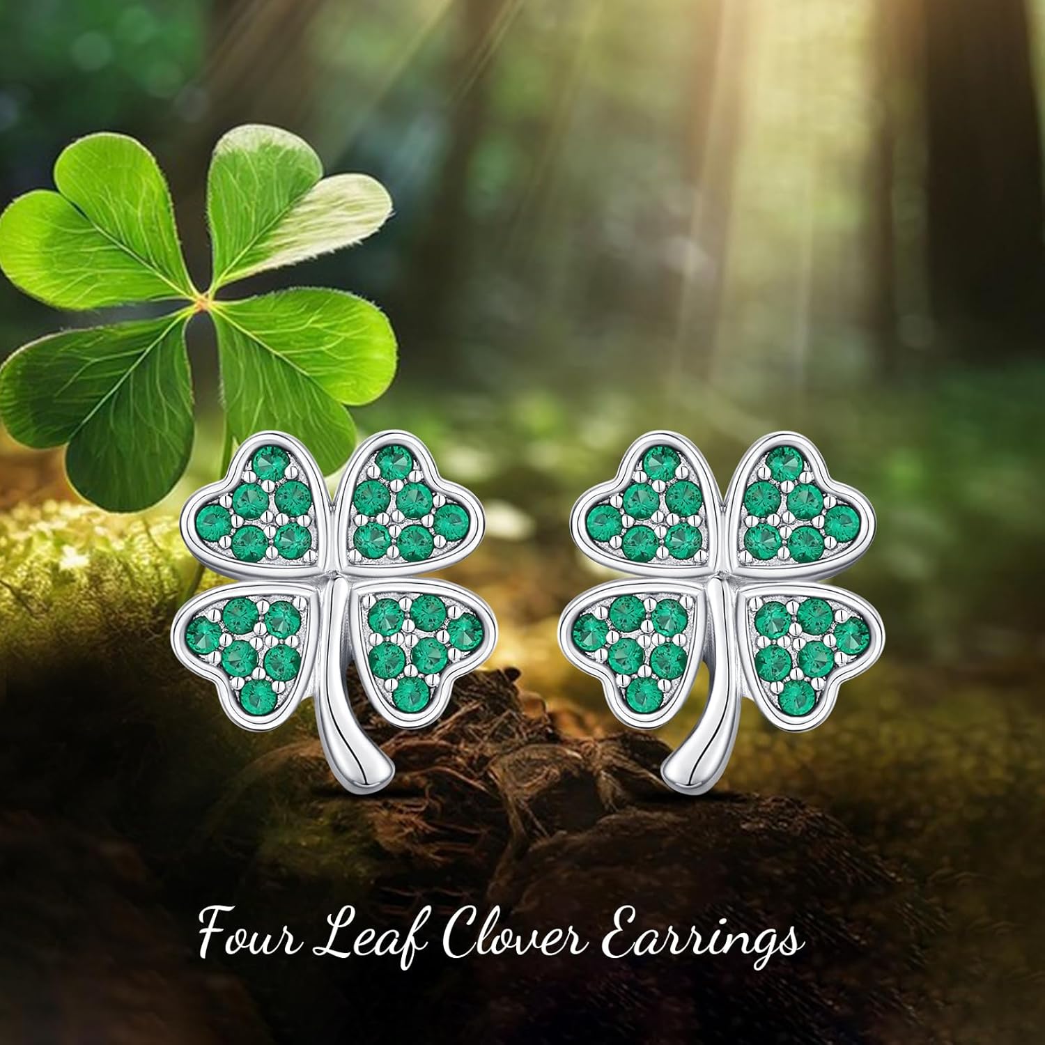 Four Leaf Clover Earrings 925 Sterling Silver Shamrock Earrings Green Clover Earrings Irish Jewelry St. Patrick's Day Gifts for Women - Image 6