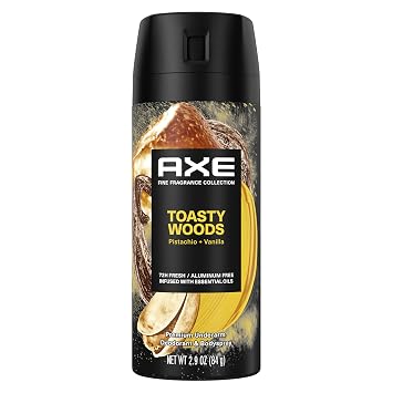 AXE Fine Fragrance Collection Premium Body Spray Toasty Woods Pistachio + Vanilla for Aluminum-Free 72HR Freshness, with Infused Essential Oils, 2.9 Oz