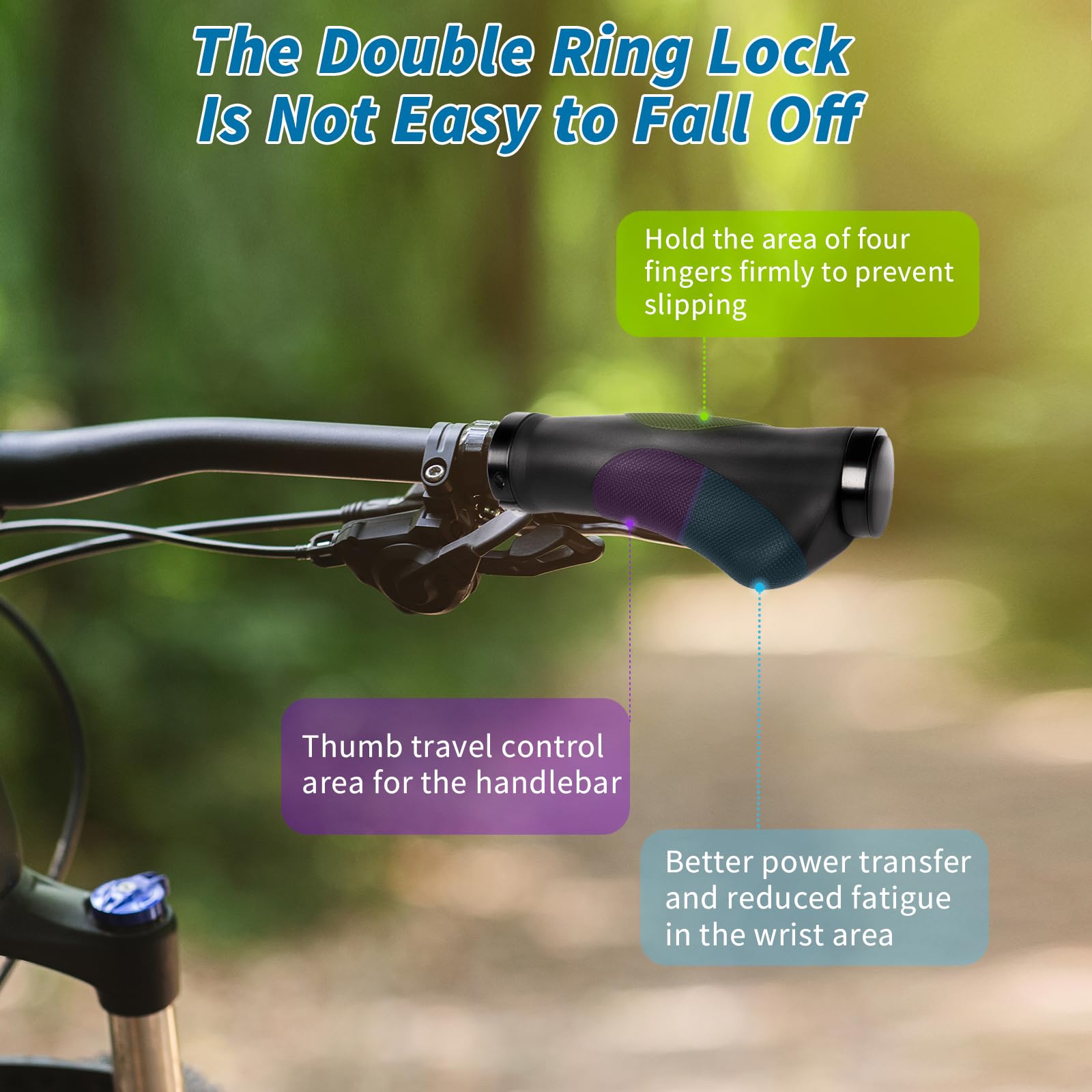 Manopole Per Bici Con Blocco - Ergonomiche E Antiscivolo - Per MTB E City Bike 22.2mm - Foto 4