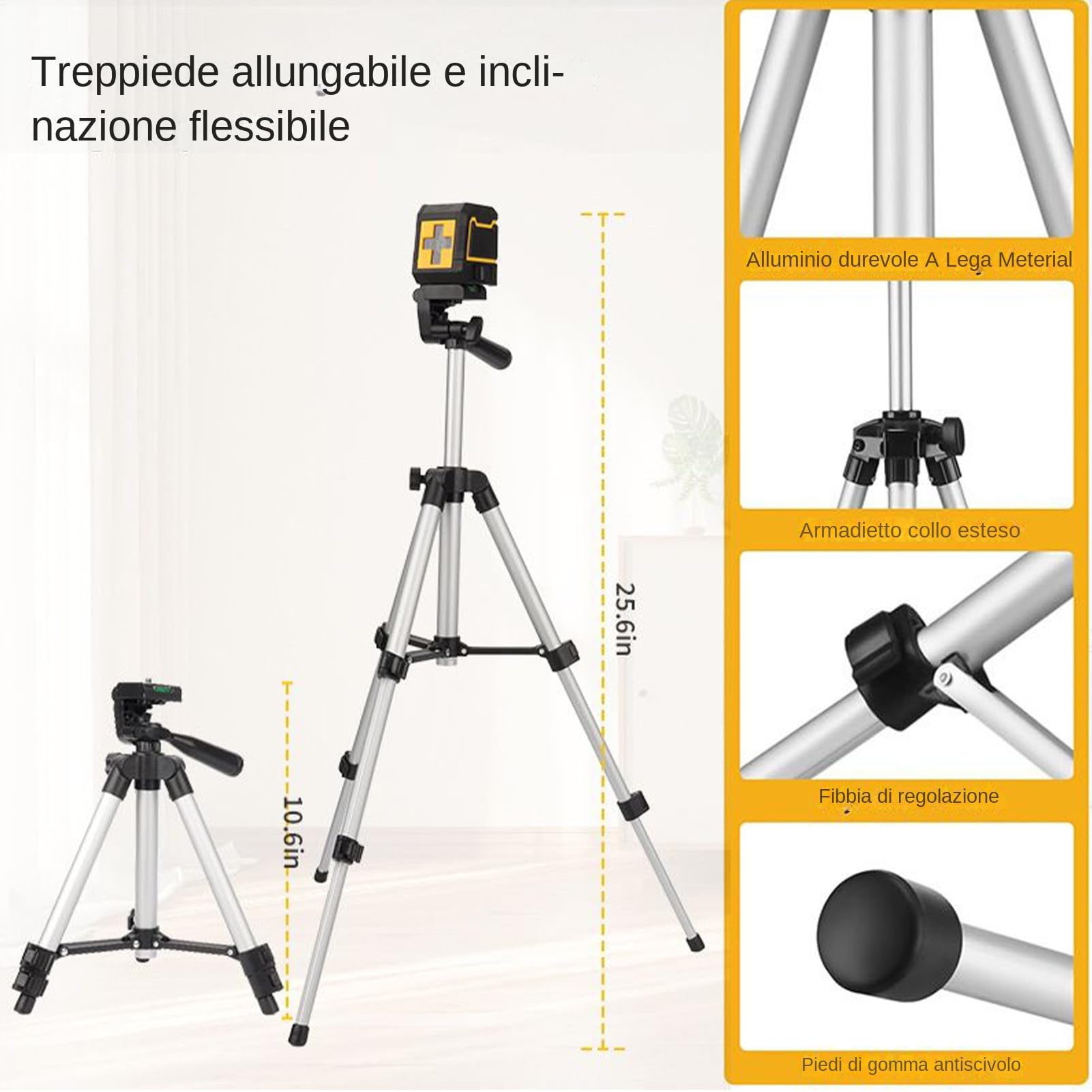 Treppiede Livello a Croce Strumento Di Allineamento Autolivellante Con | Attrezzatura per Allineamento e Installazione Idraulica Armadi Pavimenti Pareti Giardino Esterni