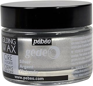 Pebeo Gilding Wax - Metallic Gilders Paste, Antiquing Wax for Furniture, Plaster, Glass, Paper, Metal, and More, Art and Craft Supplies, 5.6 Ounce Jar, Silver