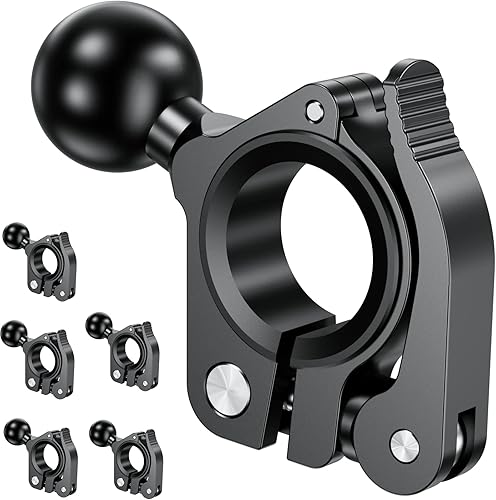 Vista 11 de BRCOVAN Paquete de 2 bases de montaje de abrazadera de manillar de aleación de aluminio con bola de TPU de 1 pulgada para riel de diámetro de 0.5