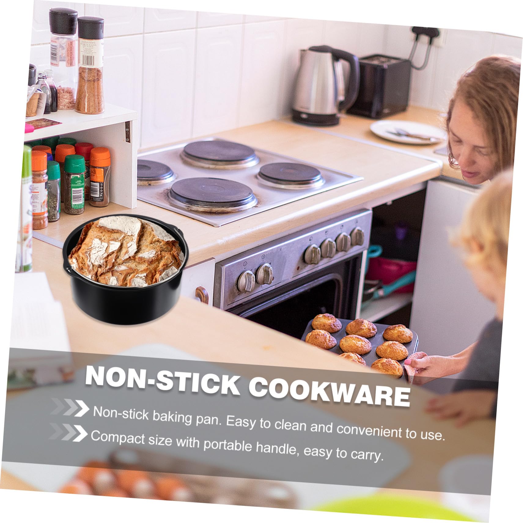 Molde Redondo para Tarta de Acero al Carbono Negro para Freidora