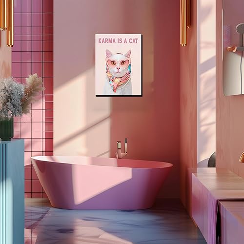 Miniatura 3 de BFKDKG Taylor - Póster de pared en lienzo, arte de pared de Karma Is A Cat, póster de letras para dormitorio, decoración de pared de habitación
