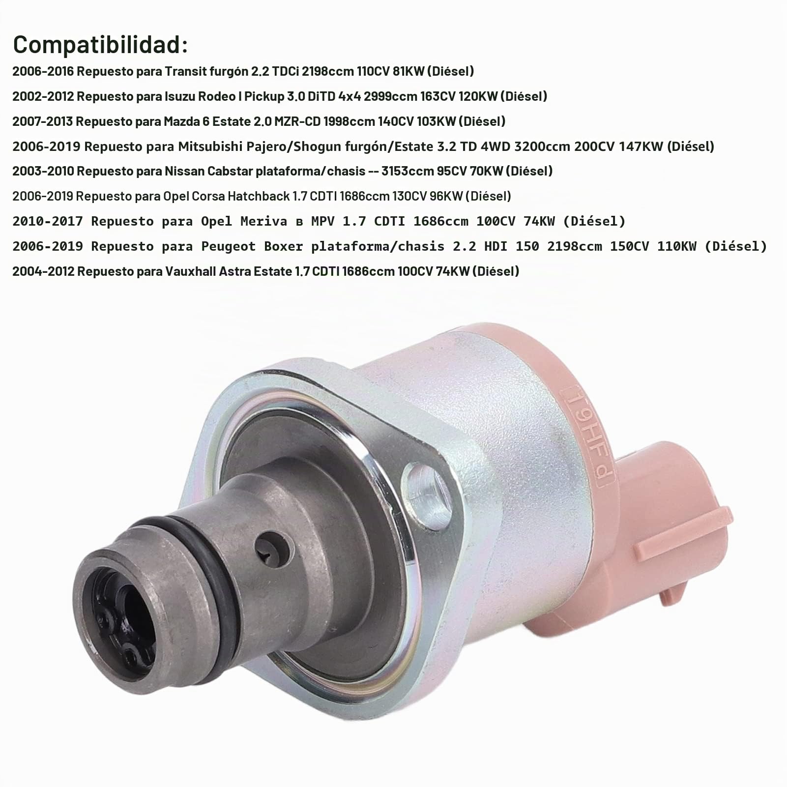 Válvula Reguladora de Presión de Combustible, 294009-0260, Válvula de Control de Succión del Regulador de Presión Diesel de la Bomba de Combustible Reemplazo para Caja de Tránsito 2.2 2.4 3.2 2006-201